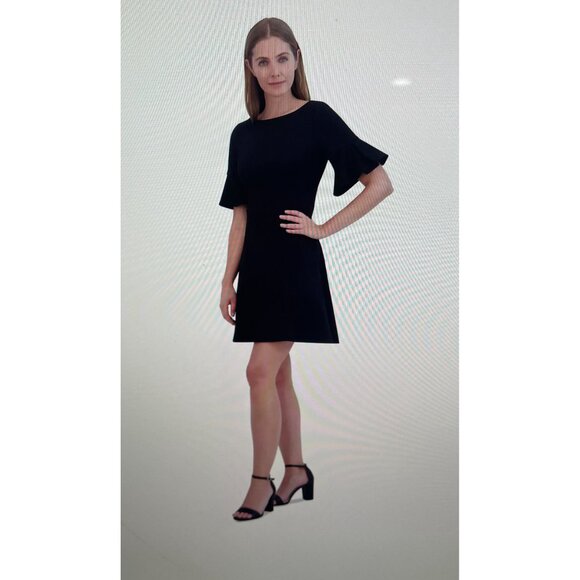 Jessica H Black Bell Sleeve Dress Size 14 94% Polyester 6% Spandex - Picture 3 of 16